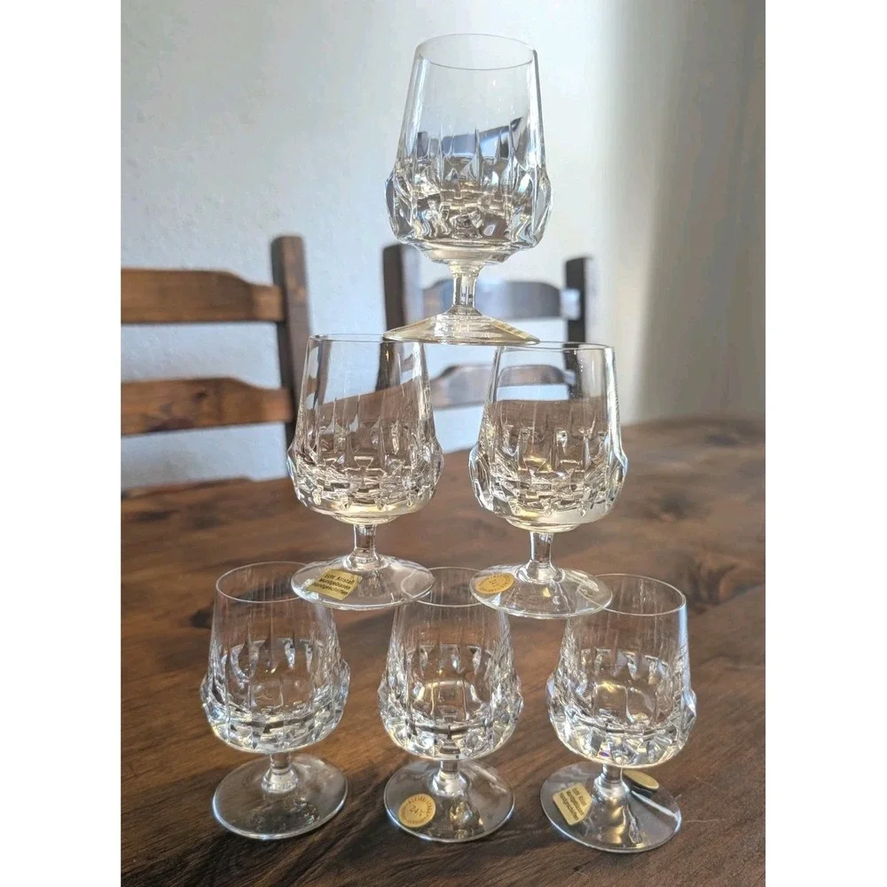 Vintage Bavaria Germany 24% Lead Crystal Mini Brandy Snifters Cordial Set of 6